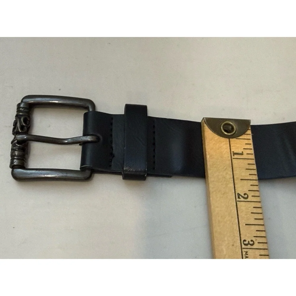Mens Black‎ Belt Ornate Buckle Size L 40'Long Casual Western Fashion Style 33547